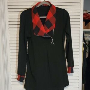 Black Dress with Red Plaid Collar